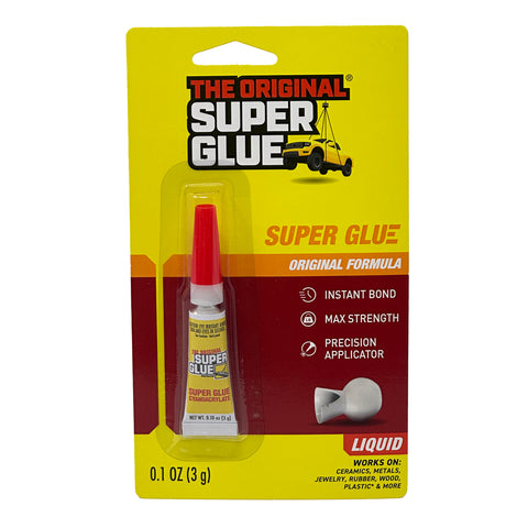 Super Glue Original Formula, 0.1 OZ - Clear Glue for Plastic, Wood, Ceramic Glue Repair - Heavy Duty, Strong Adhesive - Multipurpose Super Glue for Rubber,  Shoes and More
