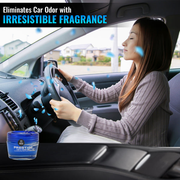 Tasotti Car Perfume Air Freshener, Car and Home Gel Air Freshener, Odor Eliminator and for Long-lasting Fragrance up to 75 days, Prestige Car Concentrated Perfume Collection, Ice Aqua