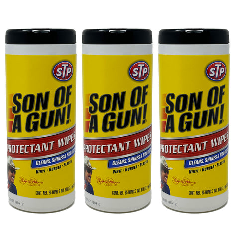 STP Son of a Gun Protectant Wipes, 25ct - All-in-One Car Cleaner and Ultimate Car Interior Care Products, 3 Packs