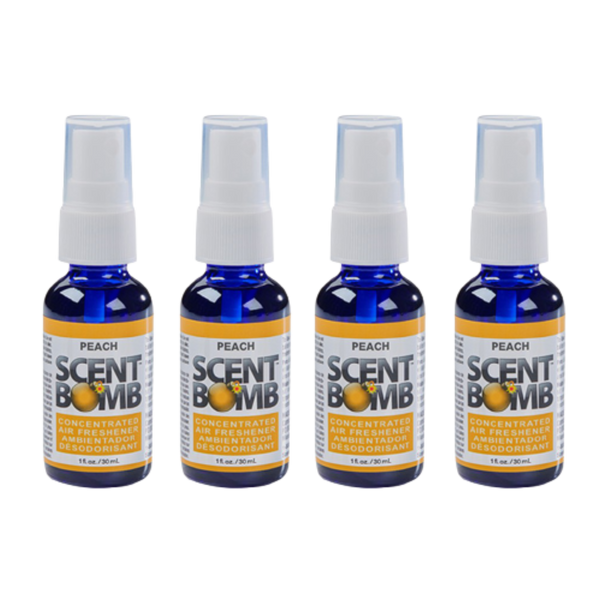 Scent Bomb Air Freshener Spray, 100 % Oil Based Concentrated Air Freshener, Air Freshener Spray for Car, Room, Bathroom and Odor Eliminator, Peach, 4 Pack