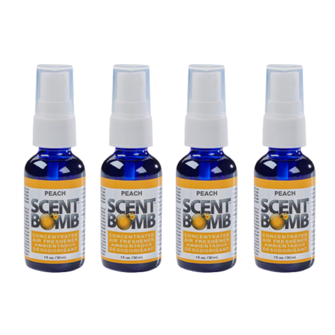 Scent Bomb Air Freshener Spray, 100 % Oil Based Concentrated Air Freshener, Air Freshener Spray for Car, Room, Bathroom and Odor Eliminator, Peach, 4 Pack