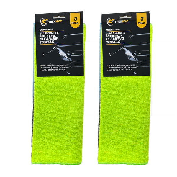 TrexNYC Microfiber Cleaning Cloth Set: Lint & Streak-Free Microfiber Towels for Cars, Glasses, and Housekeeping - Soft & Durable Cleaning Towels with Superior Durability & Reusability, 3 Count, 2 Packs