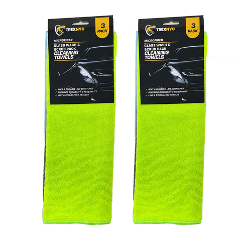 TrexNYC Microfiber Cleaning Cloth Set: Lint & Streak-Free Microfiber Towels for Cars, Glasses, and Housekeeping - Soft & Durable Cleaning Towels with Superior Durability & Reusability, 3 Count, 2 Packs