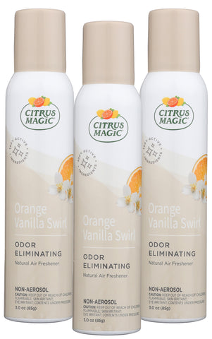Citrus Magic Natural Odor Eliminating Air Freshener Spray, 100 % Pure and Natural, Orange - Vanilla Swirl, 3- Ounce, 3 Pack
