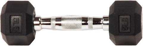 Gymnastics Power Hex Dumbbells Exercise & Fitness Weights Dumbbell for Women & Men (5 lb, Single)