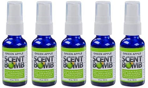 Scent Bomb Air Freshener Spray, 100 % Oil Based Concentrated Air Freshener, Air Freshener Spray for Car, Room, Bathroom and Odor Eliminator, Green Apple, 5 Pack