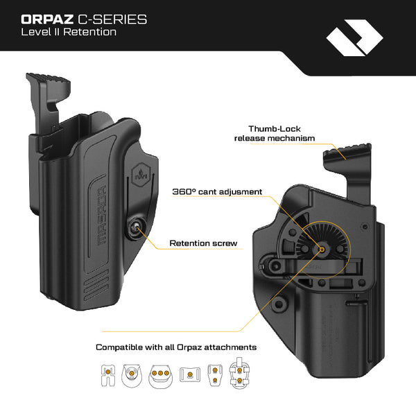 Orpaz IWI Masada Holster, Left Handed Holster, Level II OWB Holster, MOLLE Holster