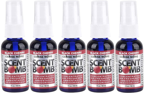 Scent Bomb Air Freshener Spray, 100 % Oil Based Concentrated Air Freshener, Air Freshener Spray for Car, Room, Bathroom and Odor Eliminator, Cherry, 5 Pack