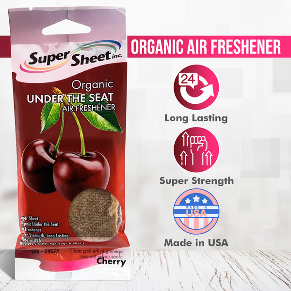 Super Sheet, Organic Under the Seat Car Air Freshener, Long Lasting Fragrance, Cherry Scent