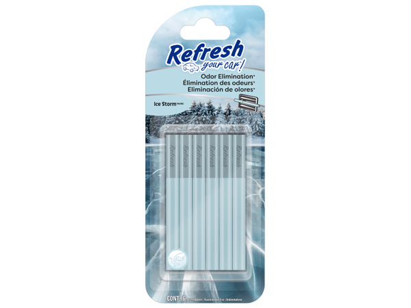Refresh Your Car! Odor Eliminator and Car Air Freshener Round Vent Sticks 6-count, Ice Storm