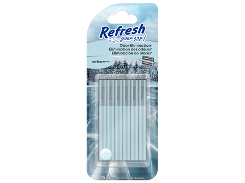 Refresh Your Car! Odor Eliminator and Car Air Freshener Round Vent Sticks 6-count, Ice Storm