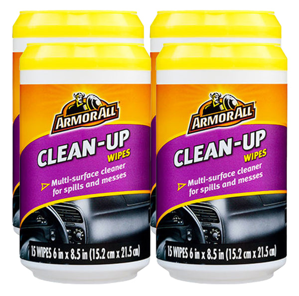 Armor All Car Interior Cleaner: Car Cleaning Supplies & Car Wipes for Quick Clean-Up, 15 Wipes, 4 Packs