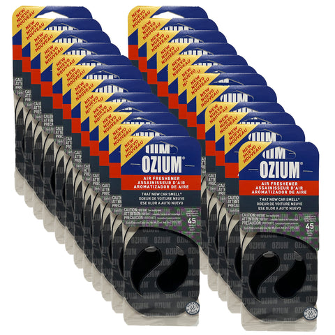 Ozium Paper Membrane Hanging Car Air Freshener - Automotive Air Fresheners and Odor Eliminator for Car, New Car Scent, 24 Packs