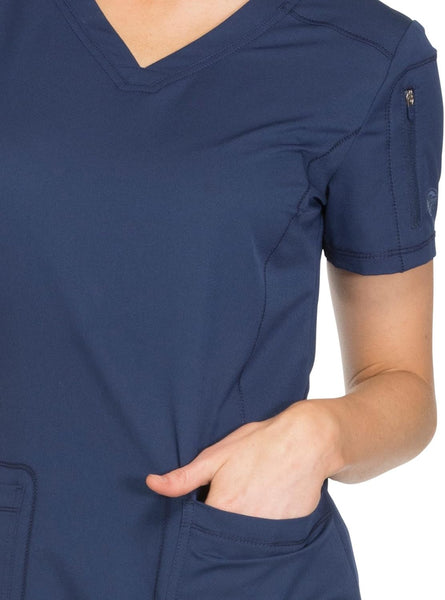 Dickies V-Neck Scrub Top for Women, Dynamix Athletic-Inspired Scrub Top, Navy, Extra Large