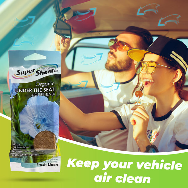 Super Sheet, Organic Under the Seat Car Air Freshener, Long Lasting Fragrance, Fresh Linen Scent, 3 Pack