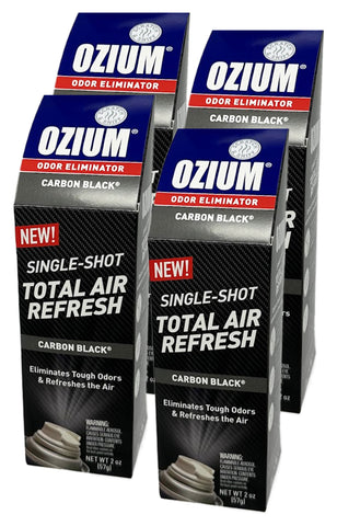 Ozium Air Sanitizer, 2 oz Car Fogger: Single-Shot Smoke Odor Eliminator & Car Air Freshener, Carbon Black, 4 Packs