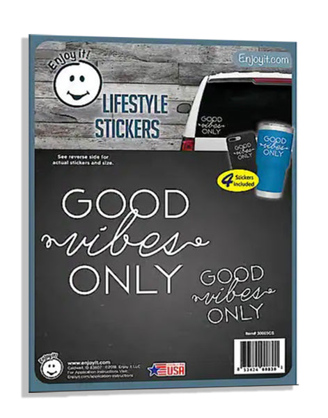 Good Vibes Only Car Stickers, Outdoor Rated Vinyl Sticker Decals, 4 Stickers