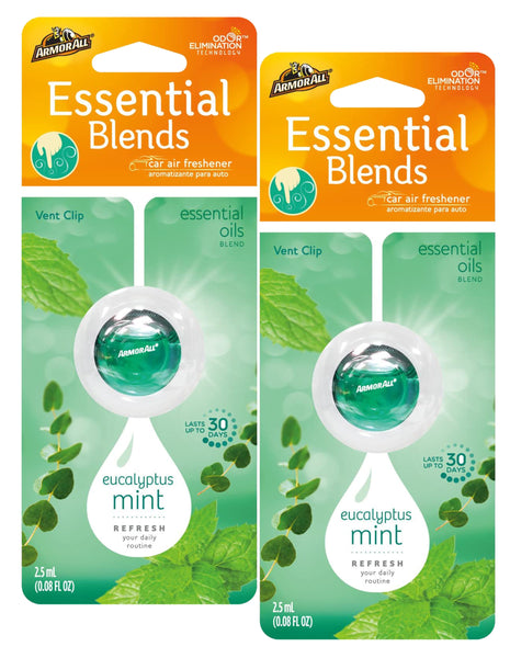 Armor All Essential Blends Air Freshening Vent Clip, Eucalyptus Mint Scent, 0.08 fl oz, 2 Packs