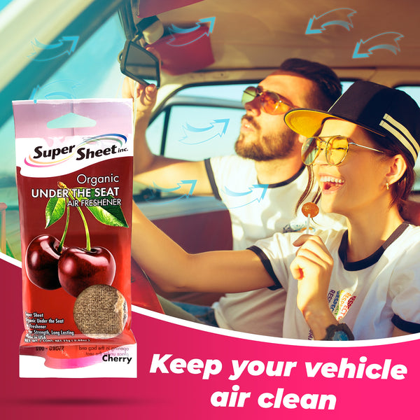 Super Sheet, Organic Under the Seat Car Air Freshener, Long Lasting Fragrance, Cherry Scent, 3 Pack