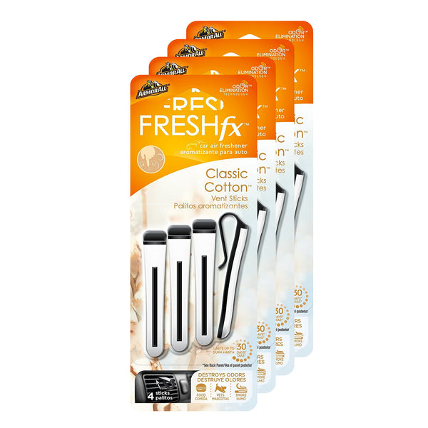 Armor All FRESHfx Car Air Freshener Vent Sticks, 4-PACK (16 Sticks) (Classic Cotton)
