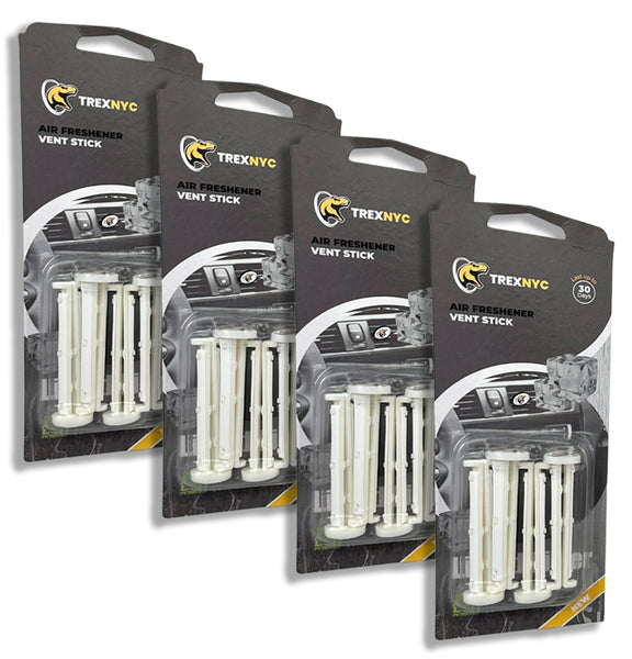 TrexNYC Car Air Fresheners Vent Sticks – Essential Car Odor Eliminator – Perfect Scented Car Accessories – For Long Lasting Fragrance up to 30 days, Liquid silver, 4 Packs