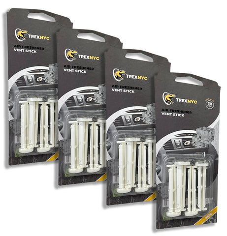TrexNYC Car Air Fresheners Vent Sticks – Essential Car Odor Eliminator – Perfect Scented Car Accessories – For Long Lasting Fragrance up to 30 days, Liquid silver, 4 Packs