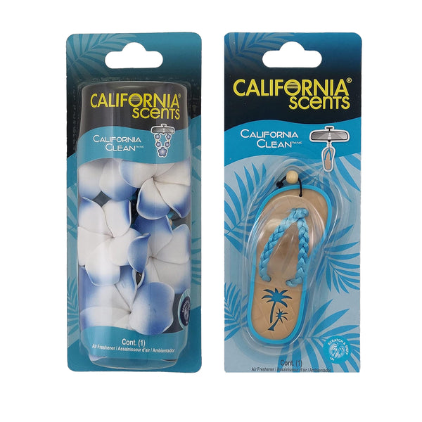 California Scents Scented Necklace and Scented Sandal - California Clean Scent - Best Car Air Freshener Set with Hanging Air Freshener Design for Long-Lasting Car Fresheners