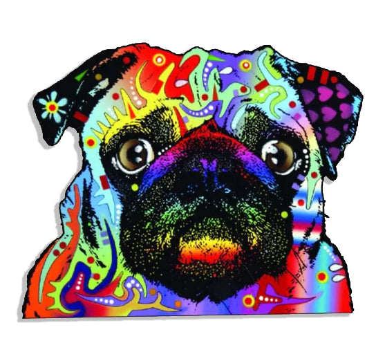 Enjoy It Dean Russo Pug Car Stickers, Outdoor Rated Vinyl Sticker Decals, 2 Packs