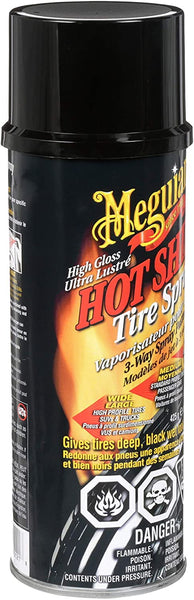 MEGUIAR’S Hot Shine High Gloss Tire Coating, Tire Protectant for Long-lasting Satin Finish, Prevents Tire to Dry Rot, 15 oz, 6 Packs