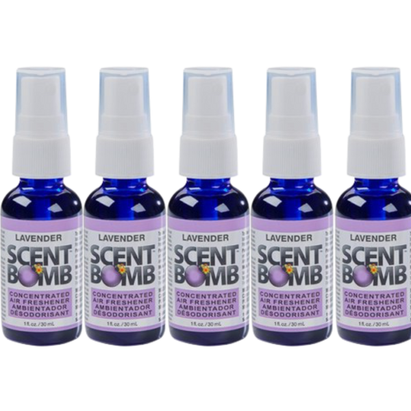 Scent Bomb Air Freshener Spray, 100 % Oil Based Concentrated Air Freshener, Air Freshener Spray for Car, Room, Bathroom and Odor Eliminator, Lavender, 5 Pack