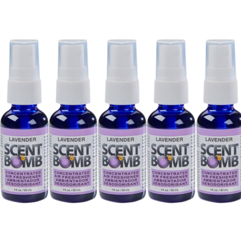 Scent Bomb Air Freshener Spray, 100 % Oil Based Concentrated Air Freshener, Air Freshener Spray for Car, Room, Bathroom and Odor Eliminator, Lavender, 5 Pack