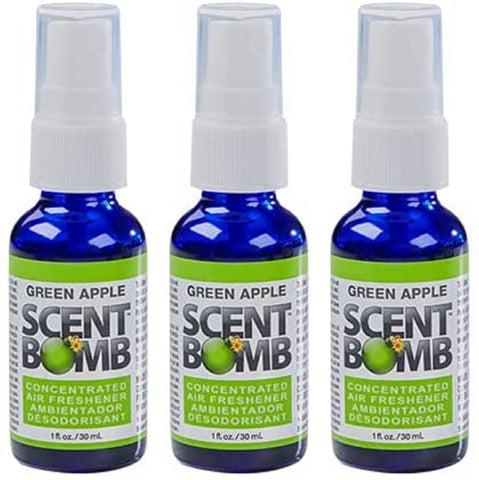 Scent Bomb Air Freshener Spray, 100 % Oil Based Concentrated Air Freshener, Air Freshener Spray for Car, Room, Bathroom and Odor Eliminator, Green Apple, 3 Pack