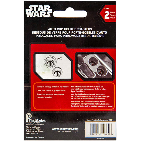 Plasticolor Star Wars Boba Fett Car Coaster, 2x Boba Fett Cupholder Coasters