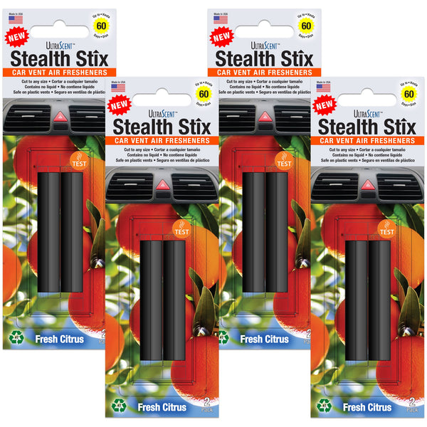 Stealth Stix, Car Air Freshener, Long Lasting Vent Clip Freshener, Fresh Citrus Scent, 4-Pack (2 per pack)