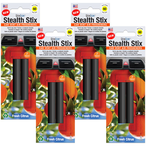 Stealth Stix, Car Air Freshener, Long Lasting Vent Clip Freshener, Fresh Citrus Scent, 4-Pack (2 per pack)