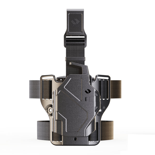 Orpaz Delta G17 Light Bearing Holster compatible with Glock 17 Holster with Light, Drop Leg, Level II Modular Flashlight Adapter and Innovative Flashlight Protector Cap - Unisex