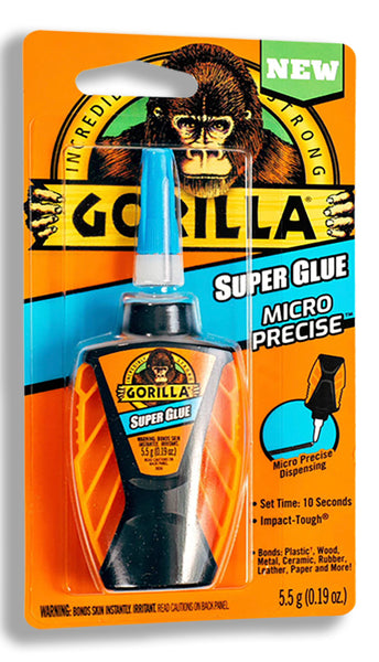 Gorilla Micro Precise Super Glue, 0.19 oz, Clear, (Pack of 1)