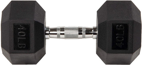 Gymnastics Power Hex Dumbbells Exercise & Fitness Weights Dumbbell for Women & Men (40 lb, Single)