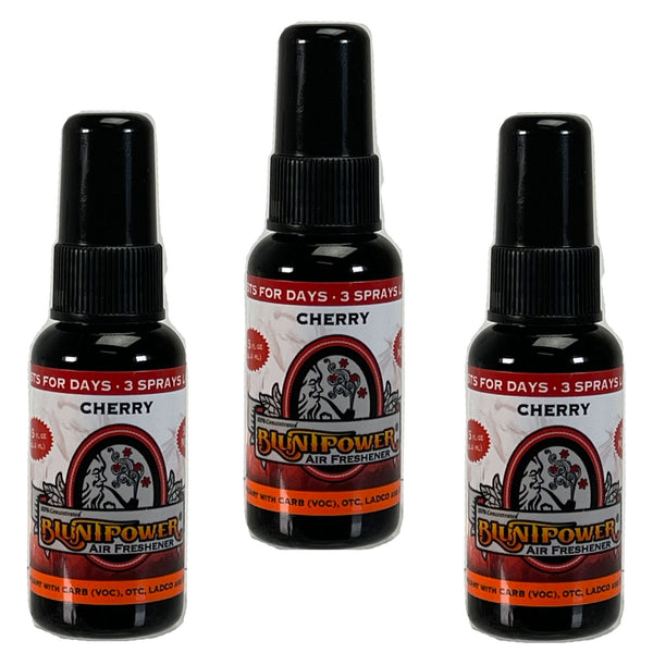 BluntPower 1 oz Glass Bottle Oil Based Air Freshener & Oil Burner, Cherry Scent (Pack of 3)