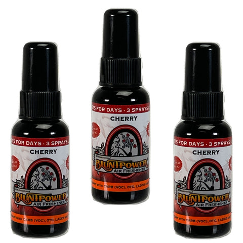 BluntPower 1 oz Glass Bottle Oil Based Air Freshener & Oil Burner, Cherry Scent (Pack of 3)