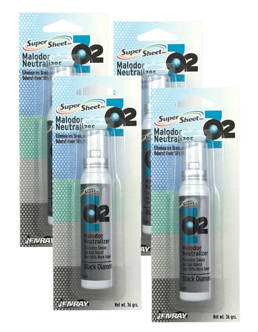 Super Sheet Malodor Neutralizer with Black Diamond Scent: The Ultimate Car Spray Freshener, Smoke Eliminator for Car; All-in-One Car Sanitizer Spray, 1.3 oz, 4 Packs