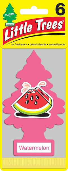 Little Trees Cardboard Hanging Car, Home & Office Air Freshener, Watermelon (Pack of 6)