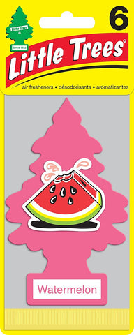 Little Trees Cardboard Hanging Car, Home & Office Air Freshener, Watermelon (Pack of 6)