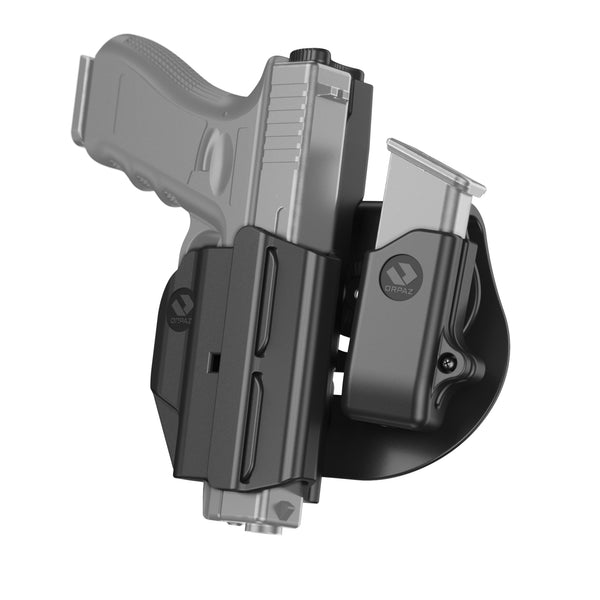 Orpaz Gun Holster Sights and Optics Compatible OWB Pistol Holster (with 9mm/.40 Magazine Pouch for Metal Mags)