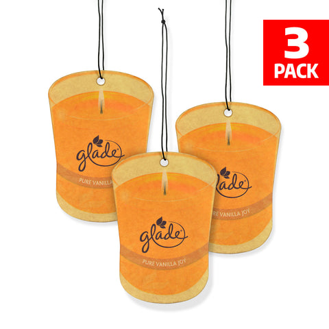 Glade Car Air Freshener 3-PACK Candle Design Glade Air Freshener, Pure Vanilla Joy