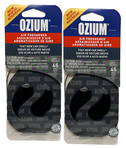 Ozium Paper Membrane Hanging Car Air Freshener - Automotive Air Fresheners and Odor Eliminator for Car, New Car Scent, 2 Packs