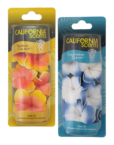 California Scents Scented Necklace in Tropical Colada and California Clean Scents: The Perfect Lei for Your Car - Hanging Flower Air Freshener, Combo Kit