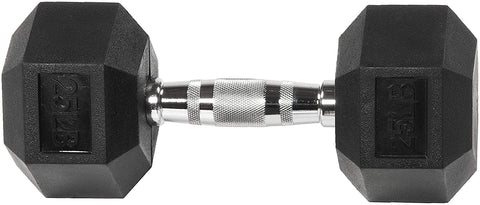 Gymnastics Power Hex Dumbbells Exercise & Fitness Weights Dumbbell for Women & Men (25 lb, Single)