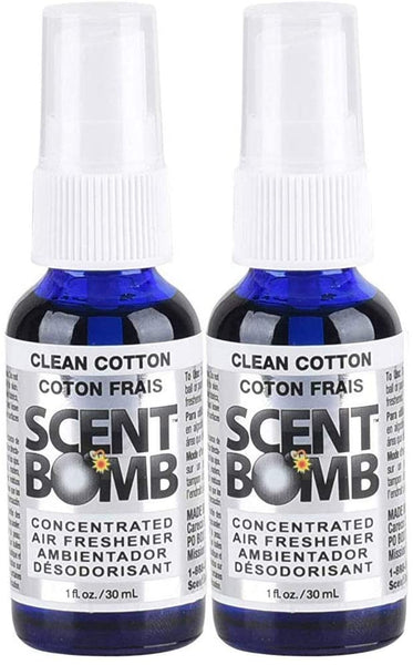 Scent Bomb Air Freshener Spray, 100 % Oil Based Concentrated Air Freshener, Air Freshener Spray for Car, Room, Bathroom and Odor Eliminator, Clean Cotton, 2 Pack