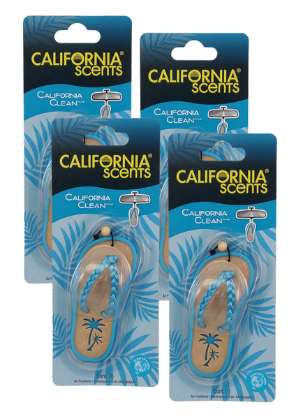 California Scents Scented Sandal Hanging Air Freshener, California Clean Scent Car Air Freshener - Odor Eliminator for Strong Odor - Flip Flop Car Fresheners, 4 Packs